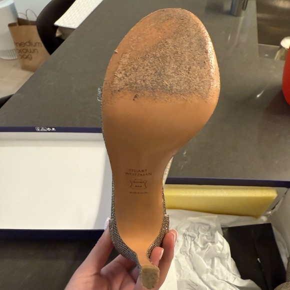 Stuart Weitzman Sandal Nudist Platinum Noir size 6 - Picture 8 of 8